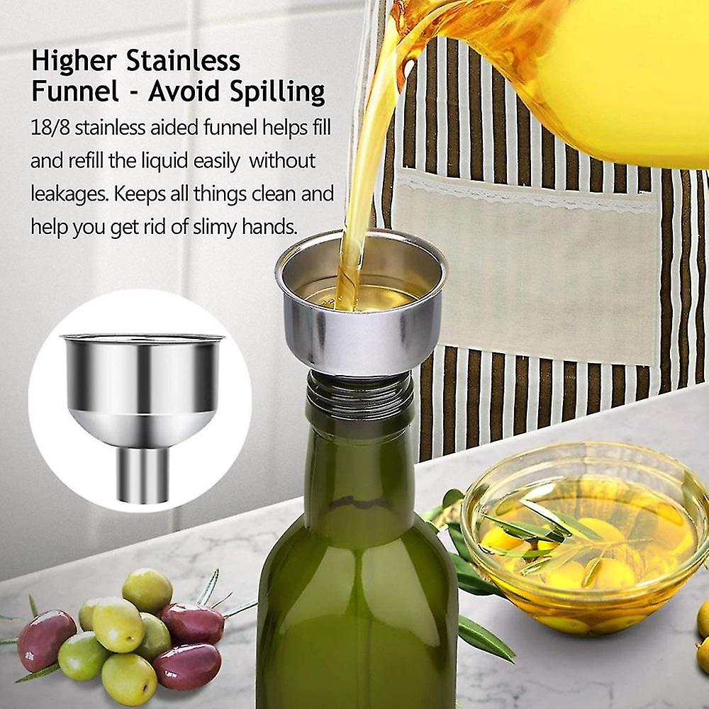 Glass Olive Oil - 500 ml Green Oil and Vinegar With Pour Spout and Funnel - Olive Oil Carafe โ image 2