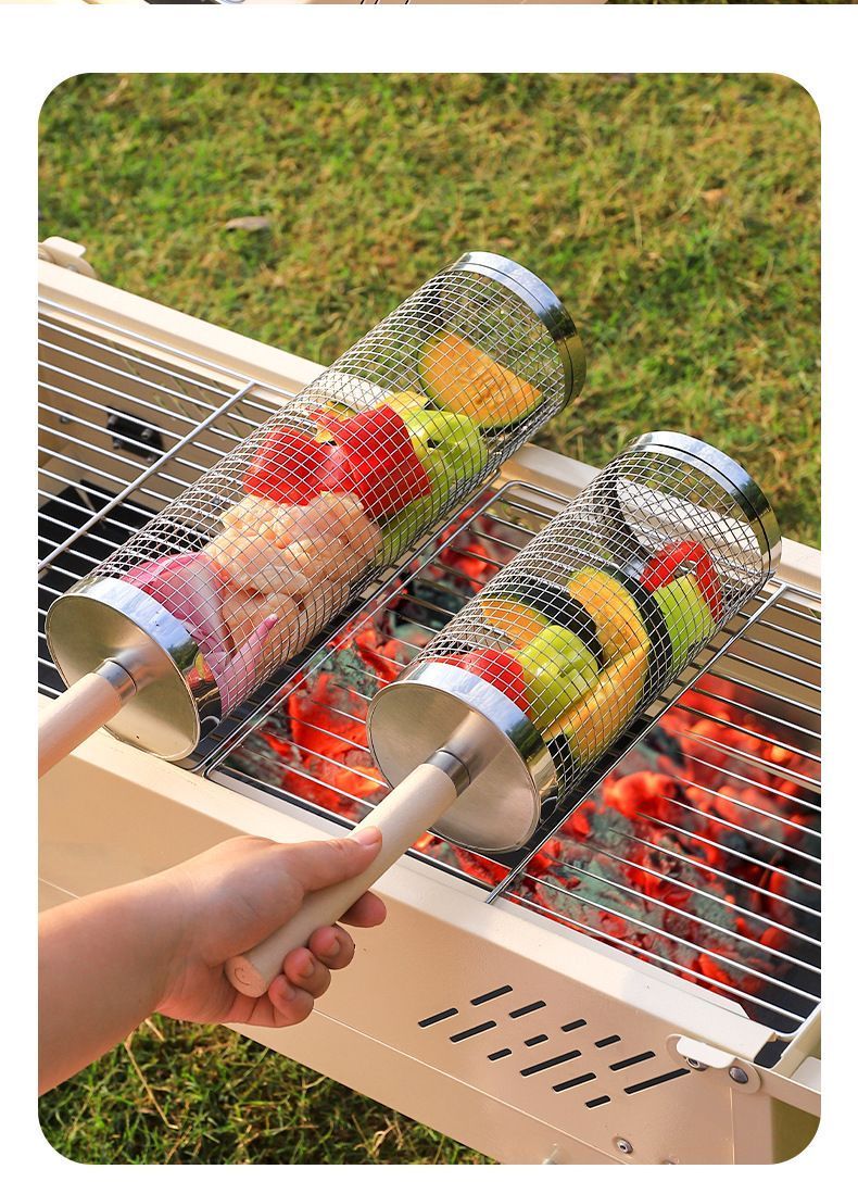 2Pcs Outdoor Portable 360° Rotating BBQ Grill Mesh — image 3