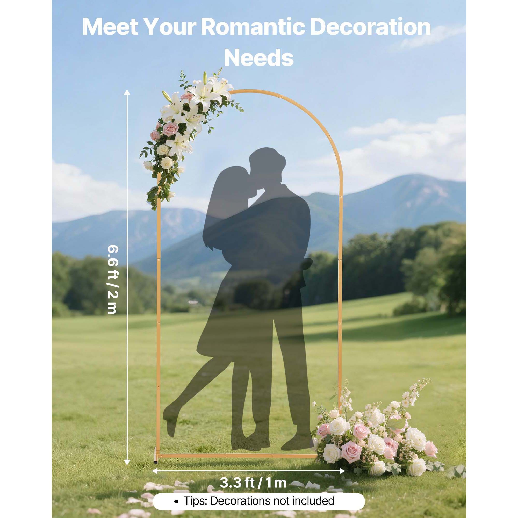 Arch Backdrop Stand, 2 × 1 m, Stable Structure, Easy Assembly, 1 Set Gold Metal Arch Backdrop Stand for Wedding, Birthday Party, Graduation, Holiday — image 2