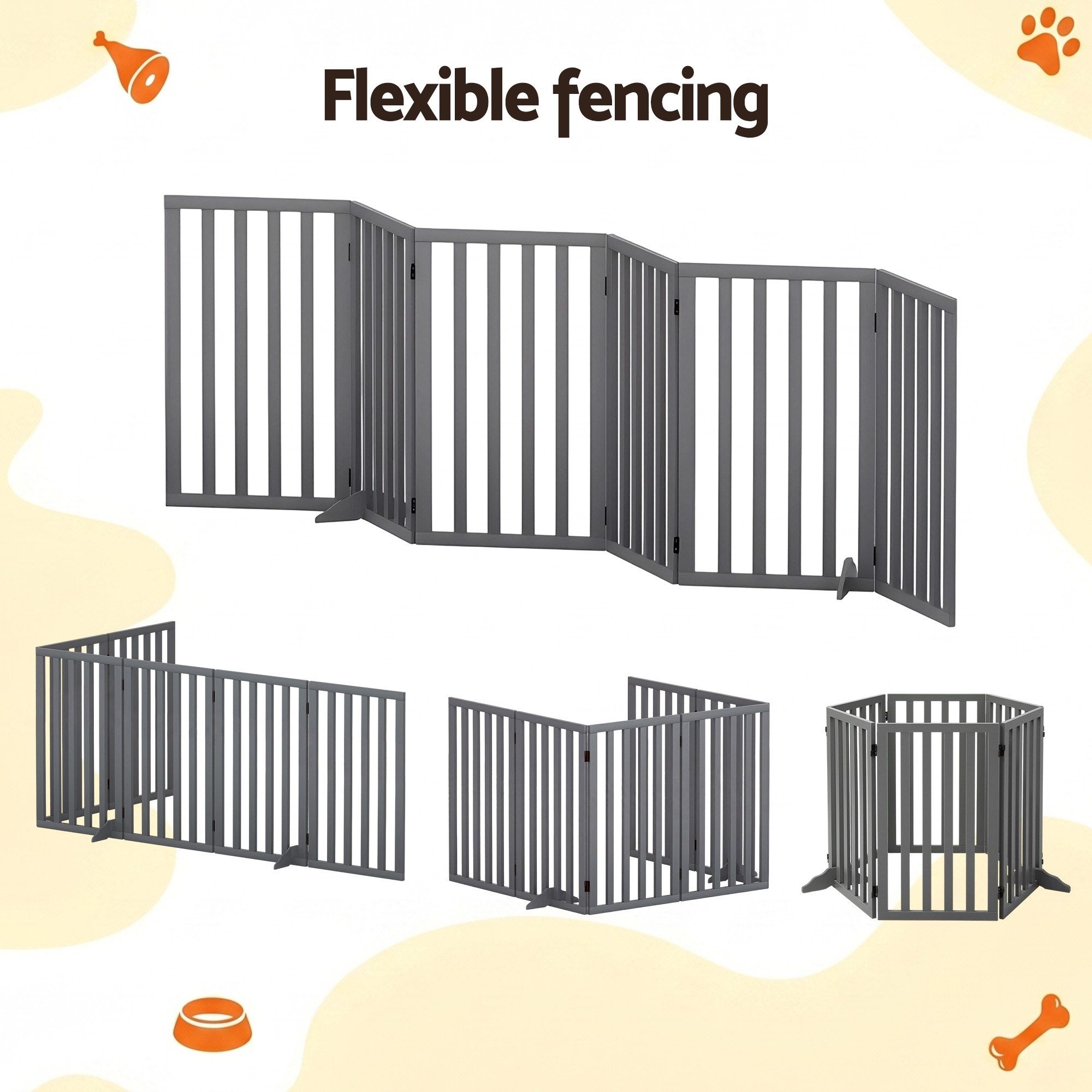 i.Pet Dog Gate Playpen Enclosure 6 Panels Pet Door Fence Wooden Play Pen Stair — image 5