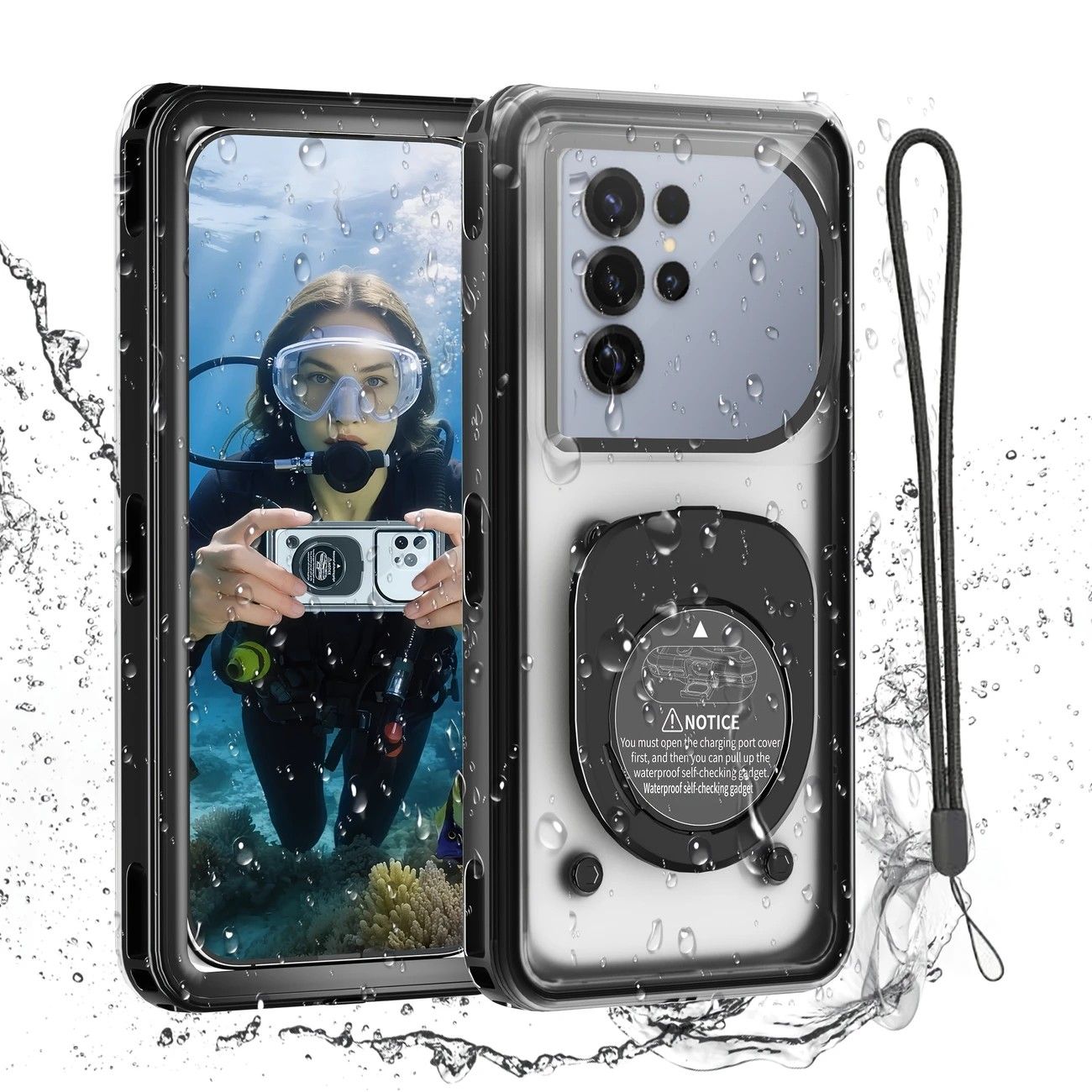 Newly Upgraded IPX8 Diving Phone Case, 15m Waterproof, 6.9-inch Universal, Surfing Swimming Underwater Photography, Shockproof and Scratch-Resistant.GREY WHITE โ image 3
