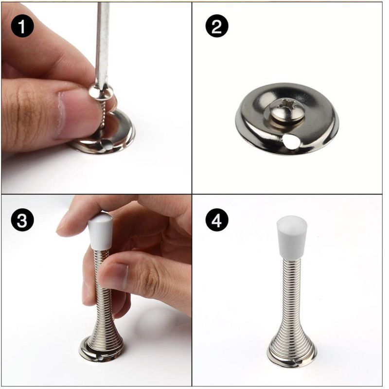 Door Stoppers, 3 Pack Spring Door Stops with Rubber Bumper, Satin Nickel Door Stoppers for Bottom of Door โ image 4