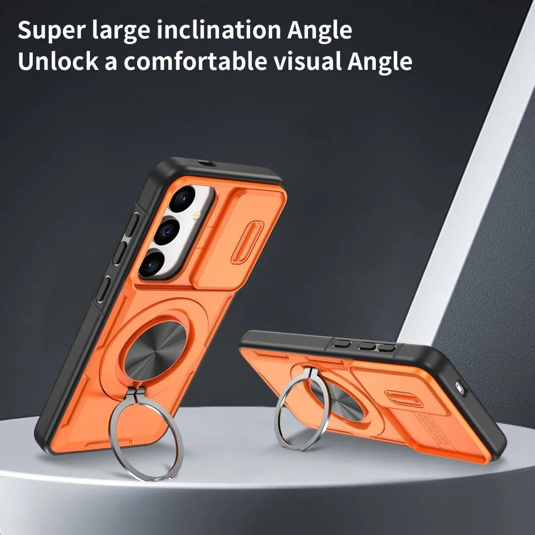 2-in-1 Magnetic Sliding Lens Case, Orange for Samsung S25 โ image 3
