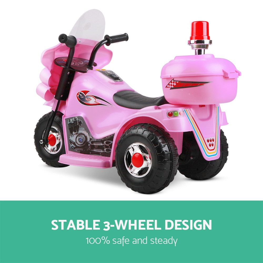 Rigo Kids Electric Ride On Police Motorcycle Motorbike 6V Battery Pink — image 4