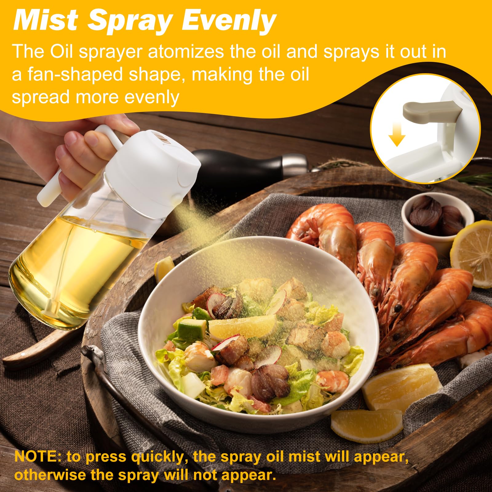 600ml 2 in 1 Glass Oil Sprayer Dispenser Kitchen Sprayz Cooking Baking Oil Bottle BBQ Spray White โ image 4