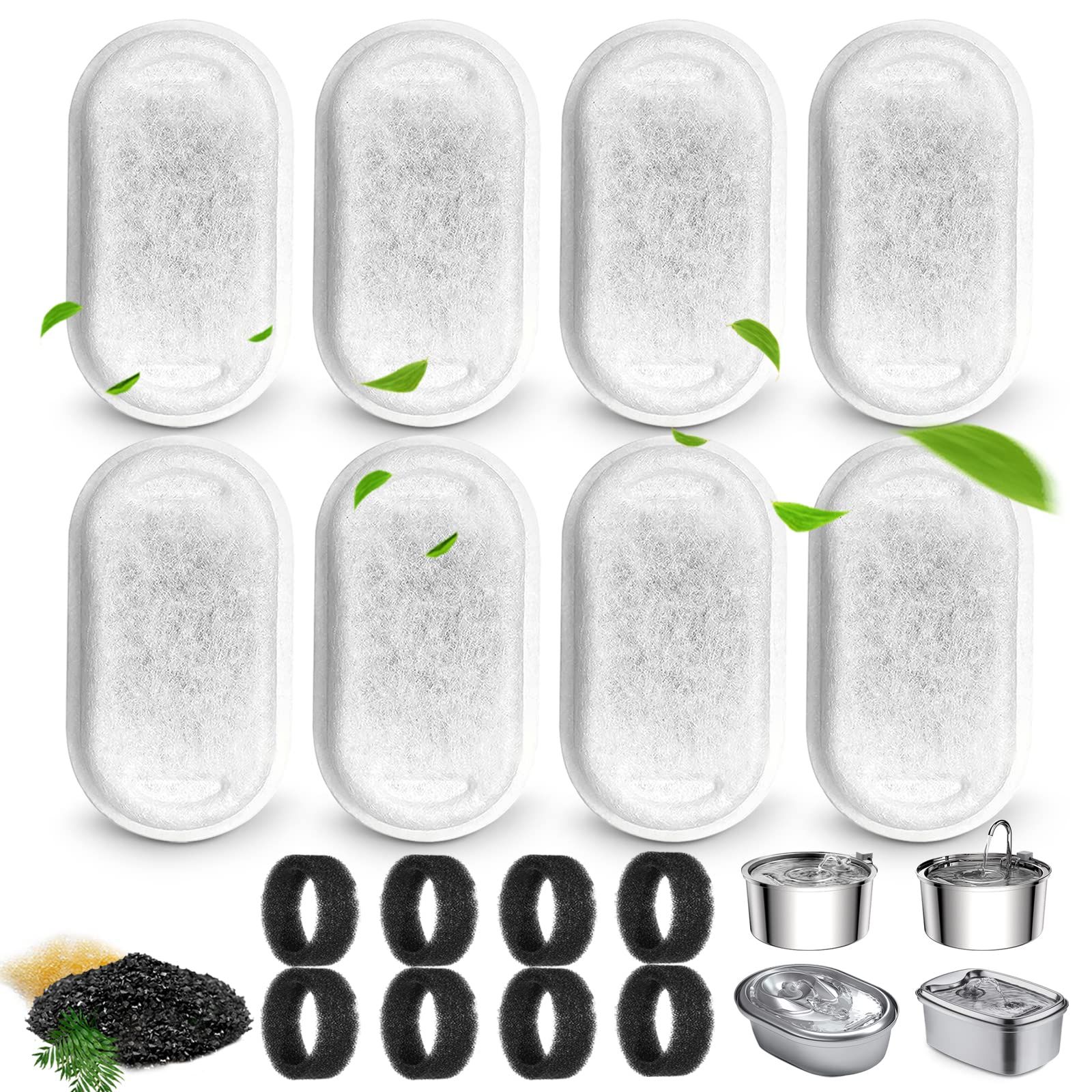 Cat Water Fountain Filters for Stainless Steel Pet Water Dispenser Fountain Filter Replacement with Sponges ( Filters& Sponges) โ image 3