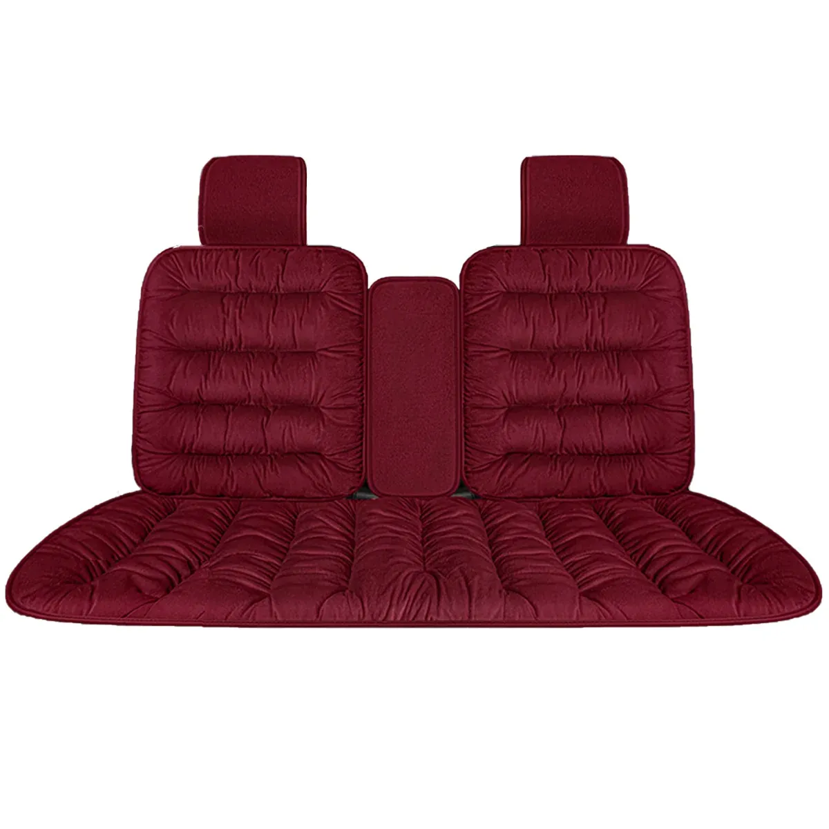 Winter Thick Warm Plush Seat Cover with Backrest Universal Fit for Rear Row - Red