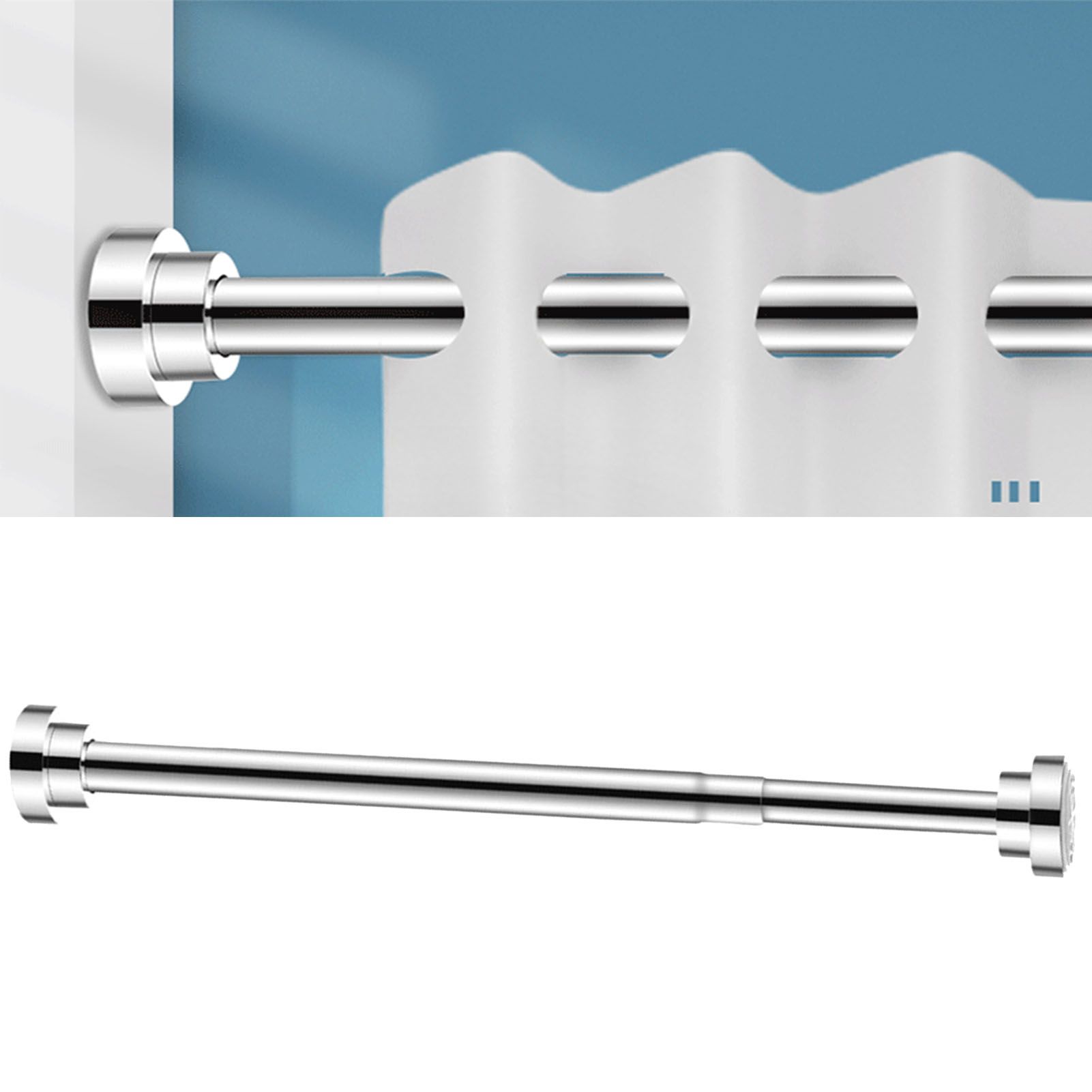 Adjustable Closet Rod Stainless Steel Punch Free Retractable Clothes Drying Rod for Bathroom Bedroom Closet 22 Tubes 40โ55cm โ image 5