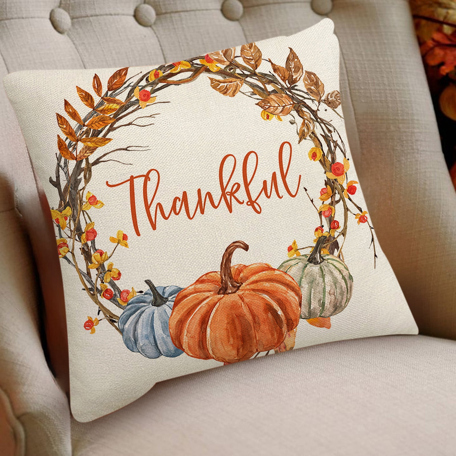 Fall Pillow Covers 18 x 18 inch Pumpkin Maple leaves Throw Pillow Covers Outdoor Autumn Thanksgiving Harvest Farmhouse Pillowcase Cushion Case for Home Sofa — image 2