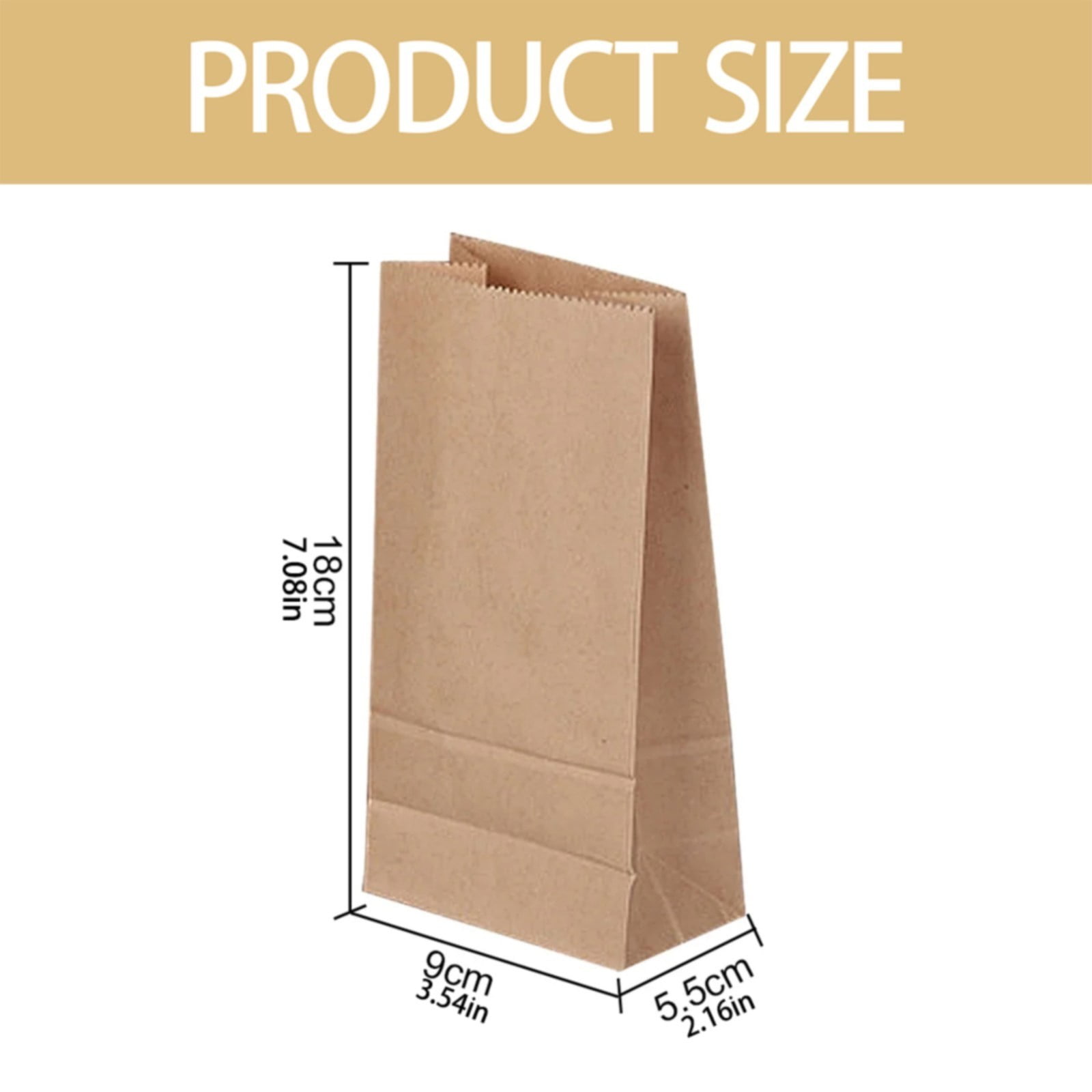 50 Pack Brown Paper Lunch Bags, Extra Small Kraft Bags for Lunch Weddings Parties and Grocery Storage, Khaki, 3.54 x 2.16 x 7.08 inches โ image 3