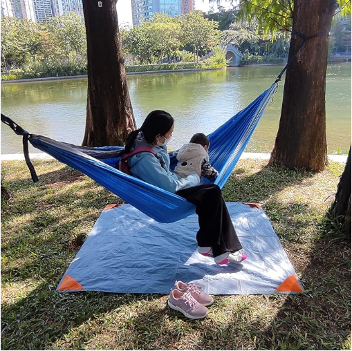 Grey And Orange Portable Waterproof Camping Mat - Foldable Picnic and Beach Blanket โ image 4