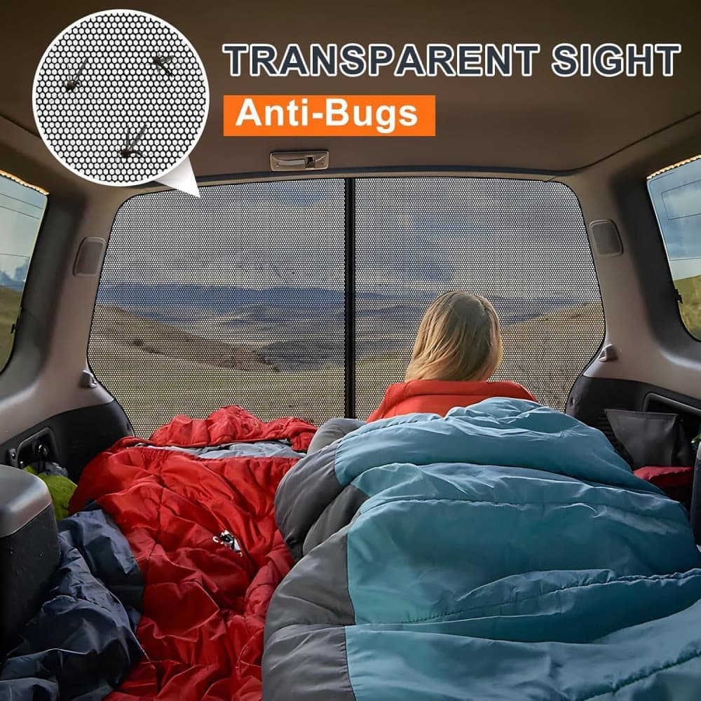 Universal Mosquito Net for Car Tailgate with Magnetic Attachment, Black, 210x165cm, Mosquito and Sun Protection for Camping and Motorhome Outdoors — image 3