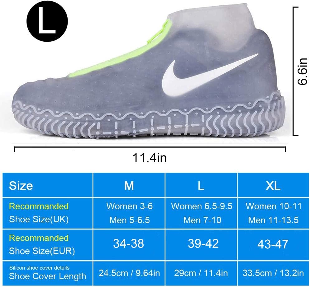 Silicone overshoes, waterproof shoe covers, reusable anti-slip suitable for rain, snow, rough beaches and narrow paths transparent L (39-42) โ image 5