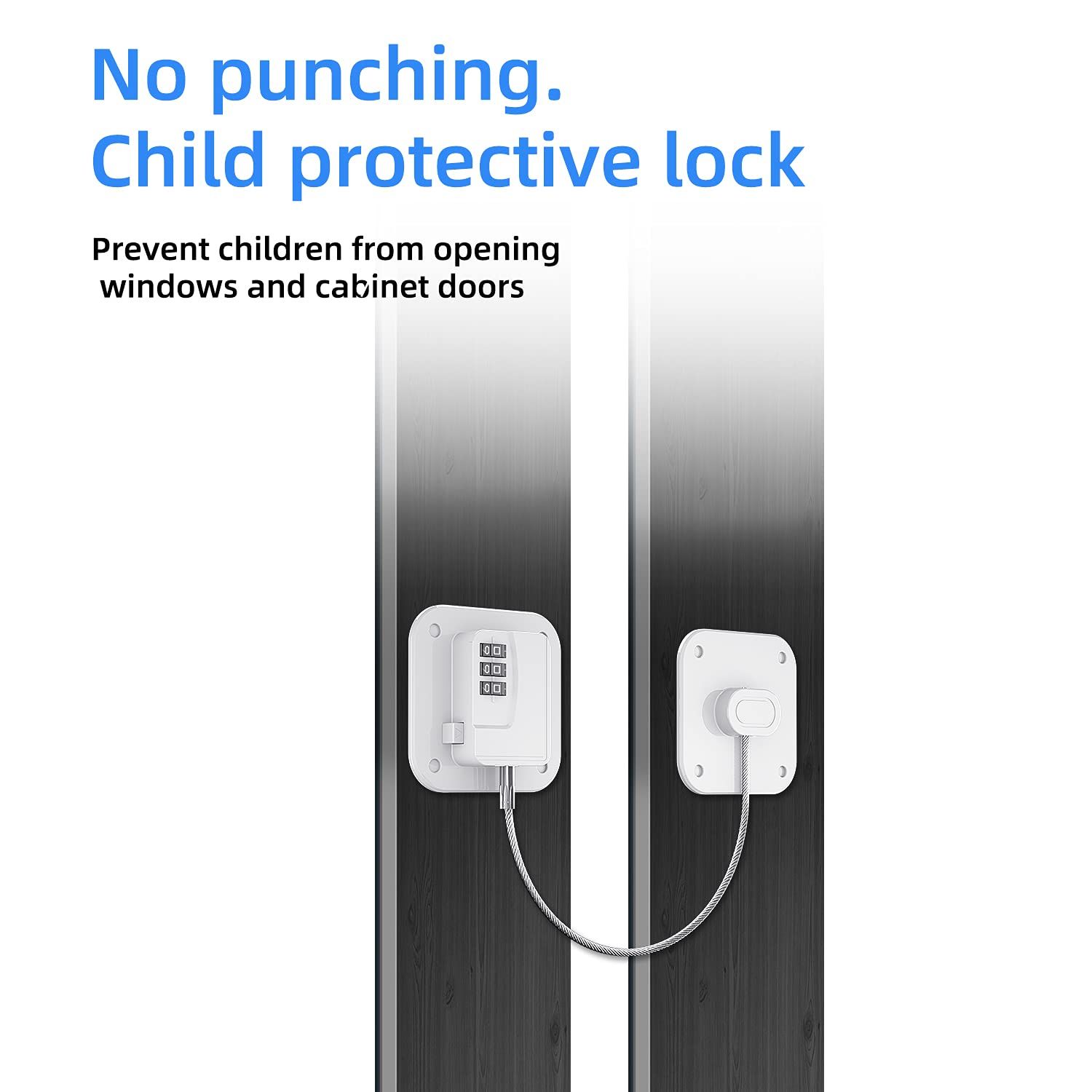 Heavy Duty Combination Fridge Lock, Child/Baby Proofing Lock for Cabinets, Closets, Drawers, Window and More, Easy Install and Use — image 3
