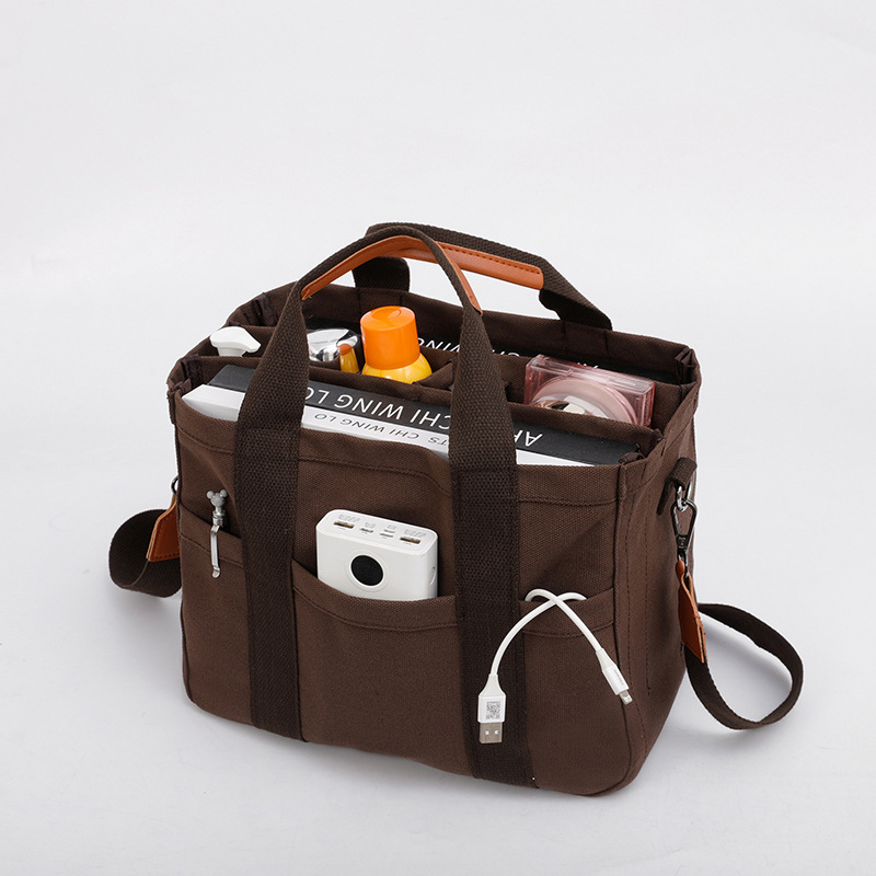 Coffee Stylish Multi-Functional Mommy Diaper Bag - Durable Canvas Tote
