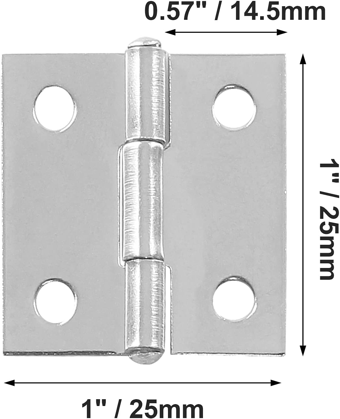 Biaungdo 10 Pack 1 Inch Butt Hinge, Stainless Steel Folding Butt Hinges, Cabinet Mini Hinges Small Box Hinges Door Hinge Rectangle — image 2