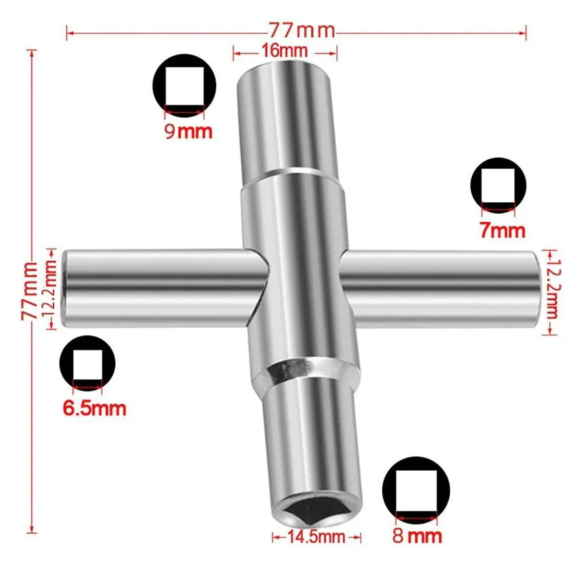 4 in 1 Silver Cross Faucet Wrench Household Bathroom Tool Multipurpose Wrench — image 3