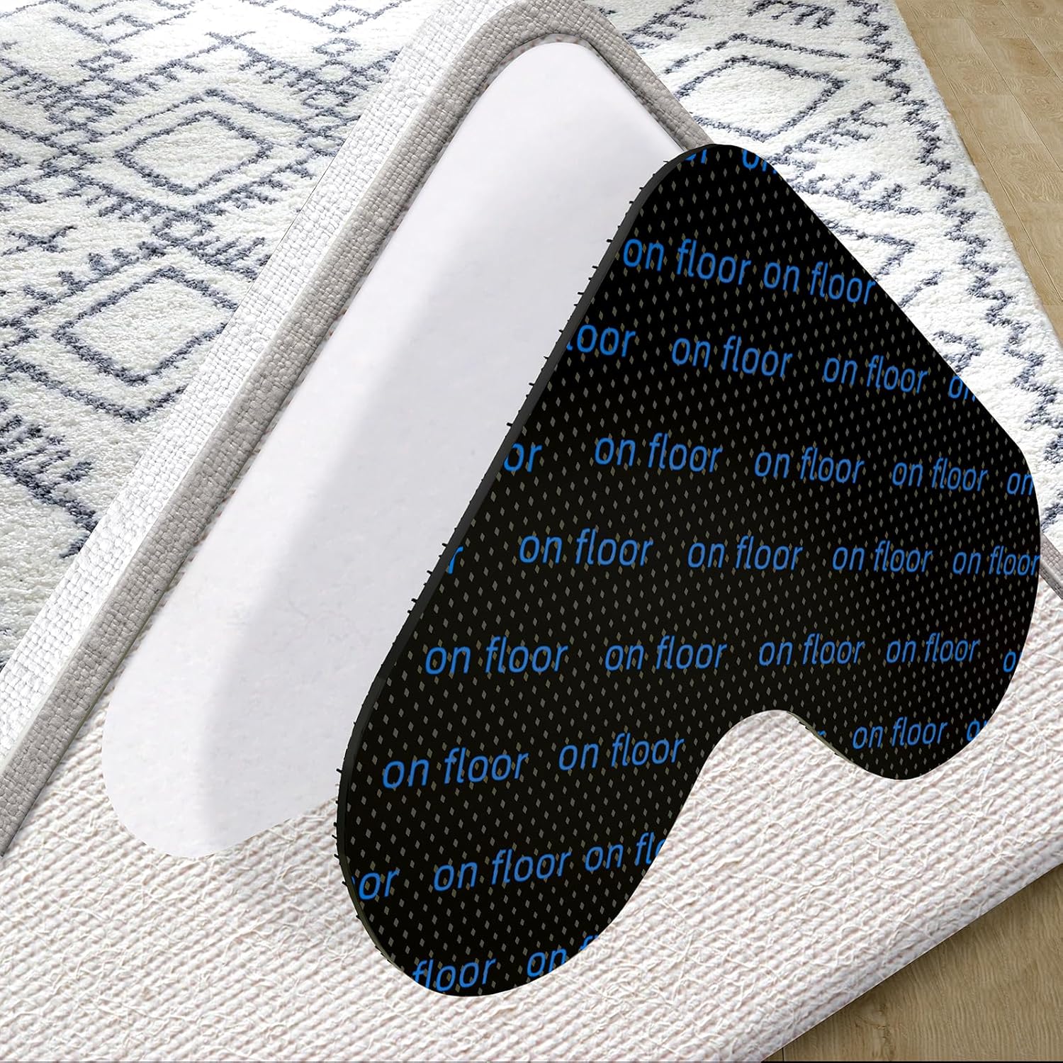 4 Pack Heart-Shaped Rug Grippers, Reusable Non-Slip Carpet Pads for Small Rugs, Doormats and Sofa Covers, Black โ image 3