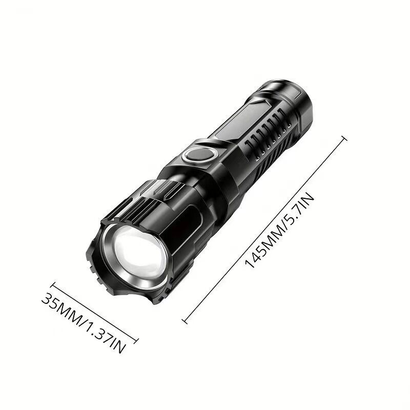 1 USB rechargeable flashlight, ultra-bright LED handheld outdoor emergency light, with telescopic zoom, wide beam, 1800mAh lithium battery, 150 lumens — image 4