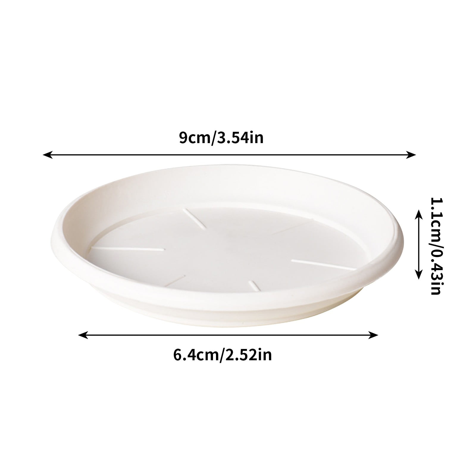 6 Pack Plant Saucer Tray 3.6 inch, Heavy Duty Plastic Pot Plant Drip Trays Saucers for Indoors Outdoor, Plant Water Tray for Planters 5.3" White โ image 3