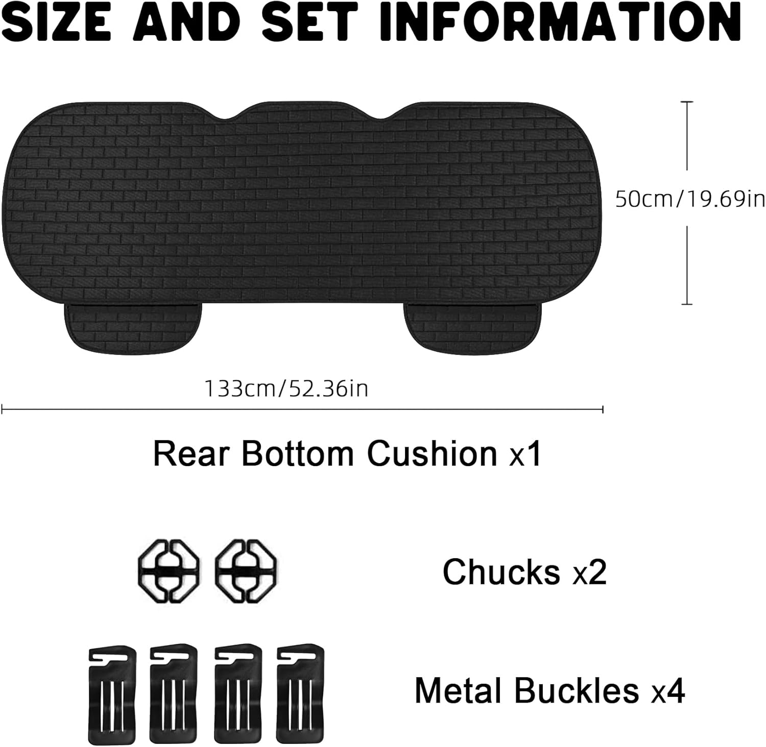 Black Back Seat Cover, Rear Car Seat Cover for Cars Truck SUV,Seat Covers with Storage Pocket,Bottom Auto Seat Cushion Pad Mat for Most Vehicles-Black,1 Pcs — image 2