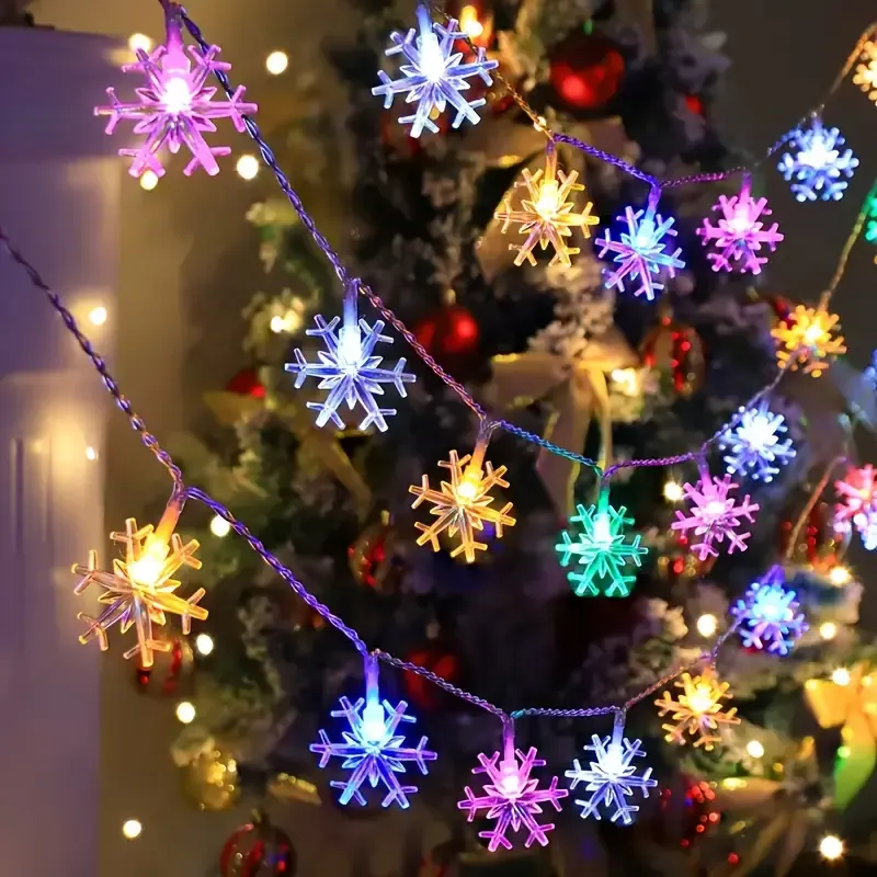 ❄️ Battery/USB Dual-Power Christmas Snowflake String Lights – Transparent 3D Design, Waterproof, Durable & Easy to Install, Brightens Up Parties and — image 2