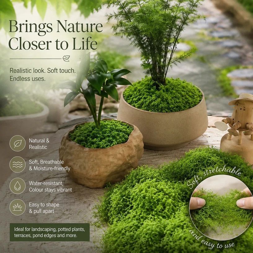 Dark Green Large Pack Faux String Moss Pot Cover 4 Pack 200g — image 2