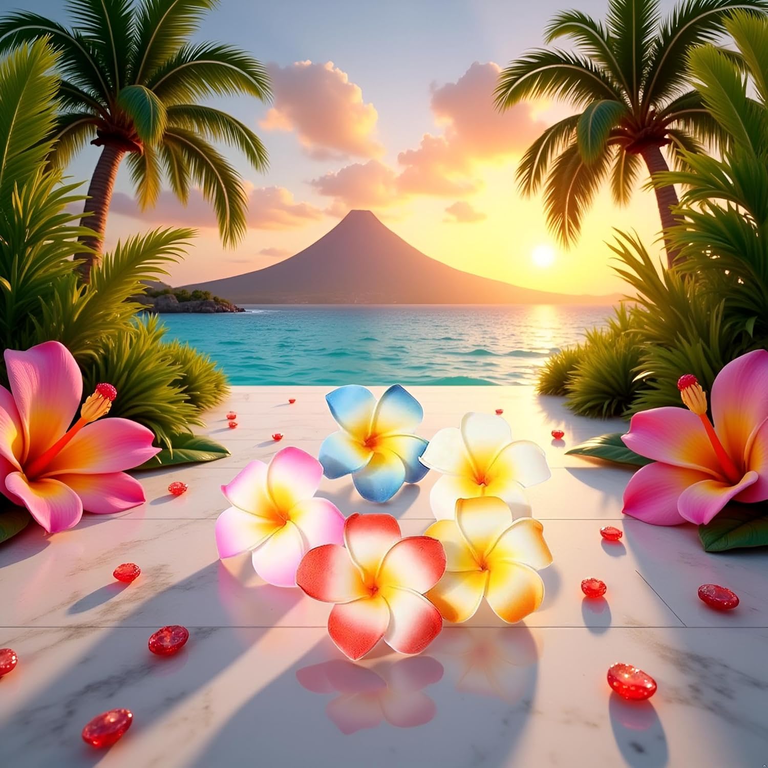 10Pcs Multicolor Hawaii Plumeria Flower Clips, Artificial Tropical Flower Hair Accessories for Wedding, Beach Party, Hair Clips and Barrettes, 1.97'' — image 5