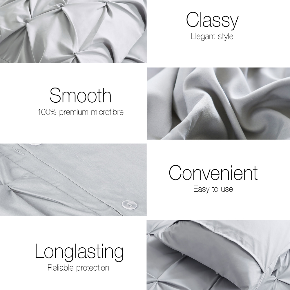 Giselle Bedding Quilt Cover Set Diamond Pinch Grey King โ image 5