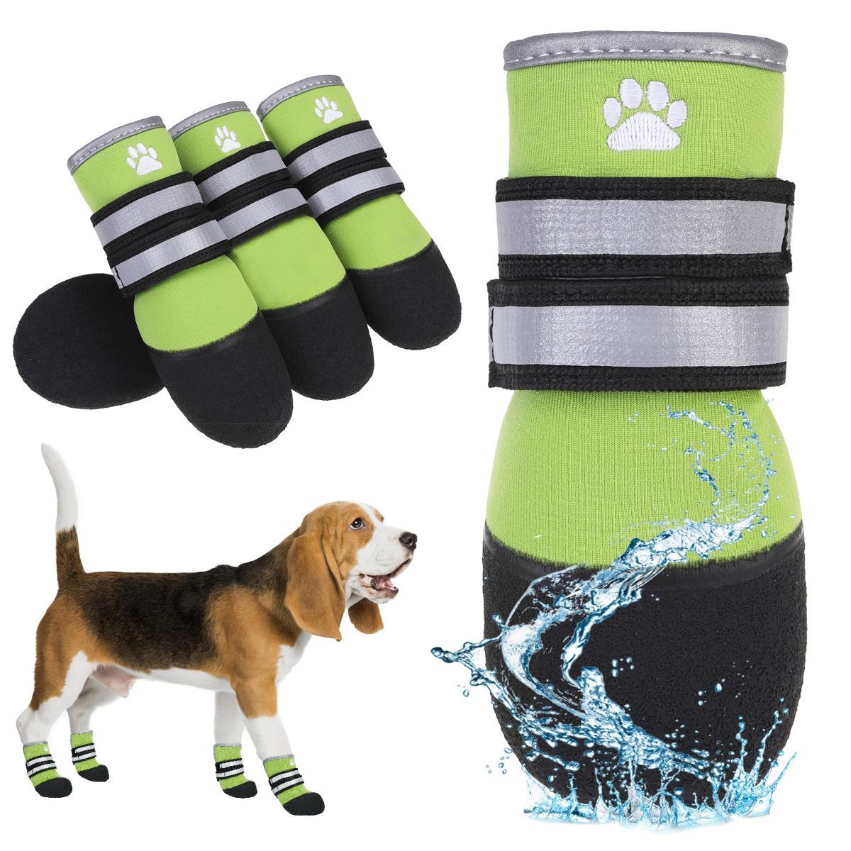Dog Shoes for hot/Cold Pavement, Waterproof Dog Booties to Prevent Licking for Small Medium Large Size Dogs, Anti-Slip Dogs Boots & Paw Protectors Socks for