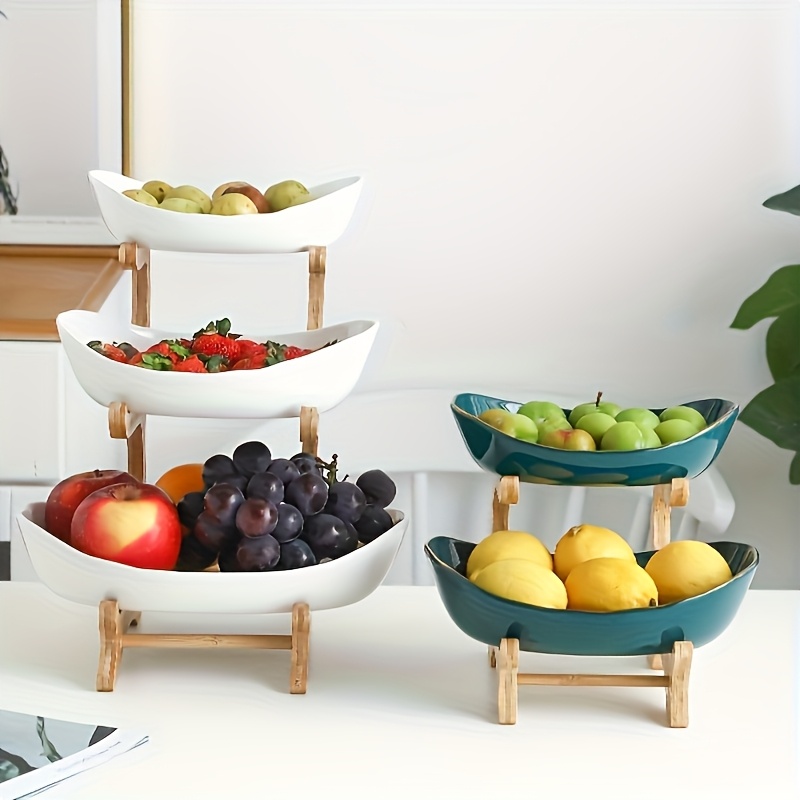 **Nordic-Style Two-Tier Extendable Fruit Tray | Creative Living Room Snack Stand, Adjustable Height, Anti-Slip Expandable Display Tray**(White) โ image 3