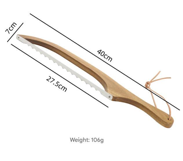 2 Pcs Khaki Artisan Wooden Bread Bow Knife - Serrated Stainless Steel Slicer for Effortless Crumb-Free Cutting โ image 2