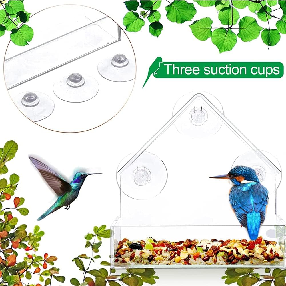 Transparent Bird Feeder Window Mount 15x6x15cm Practical Hanging Bird Food Station for Outdoor Use โ image 2