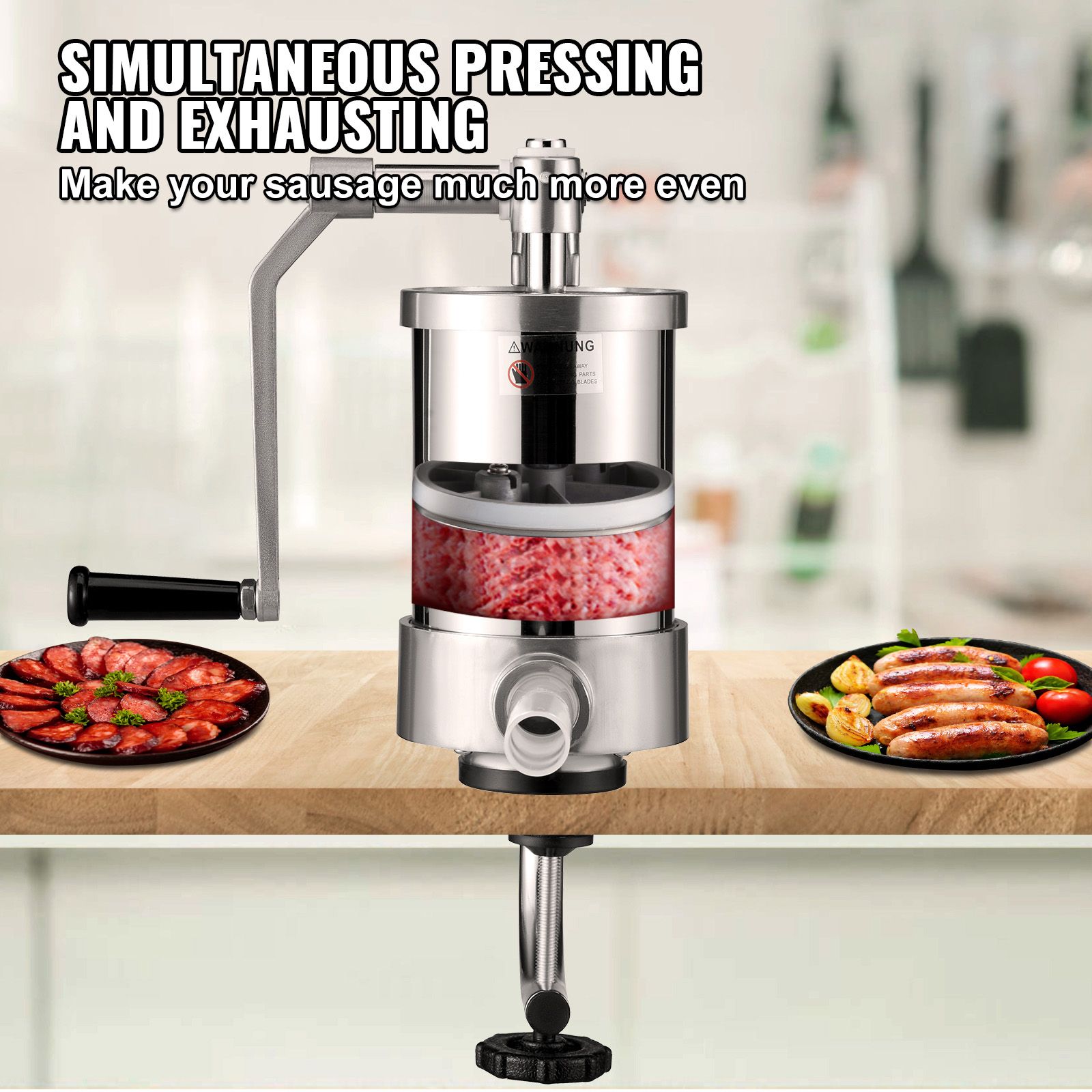 Sausage Stuffer 2.5LBS/1.5L Capacity Homemade Sausage Maker Stainless Steel — image 4