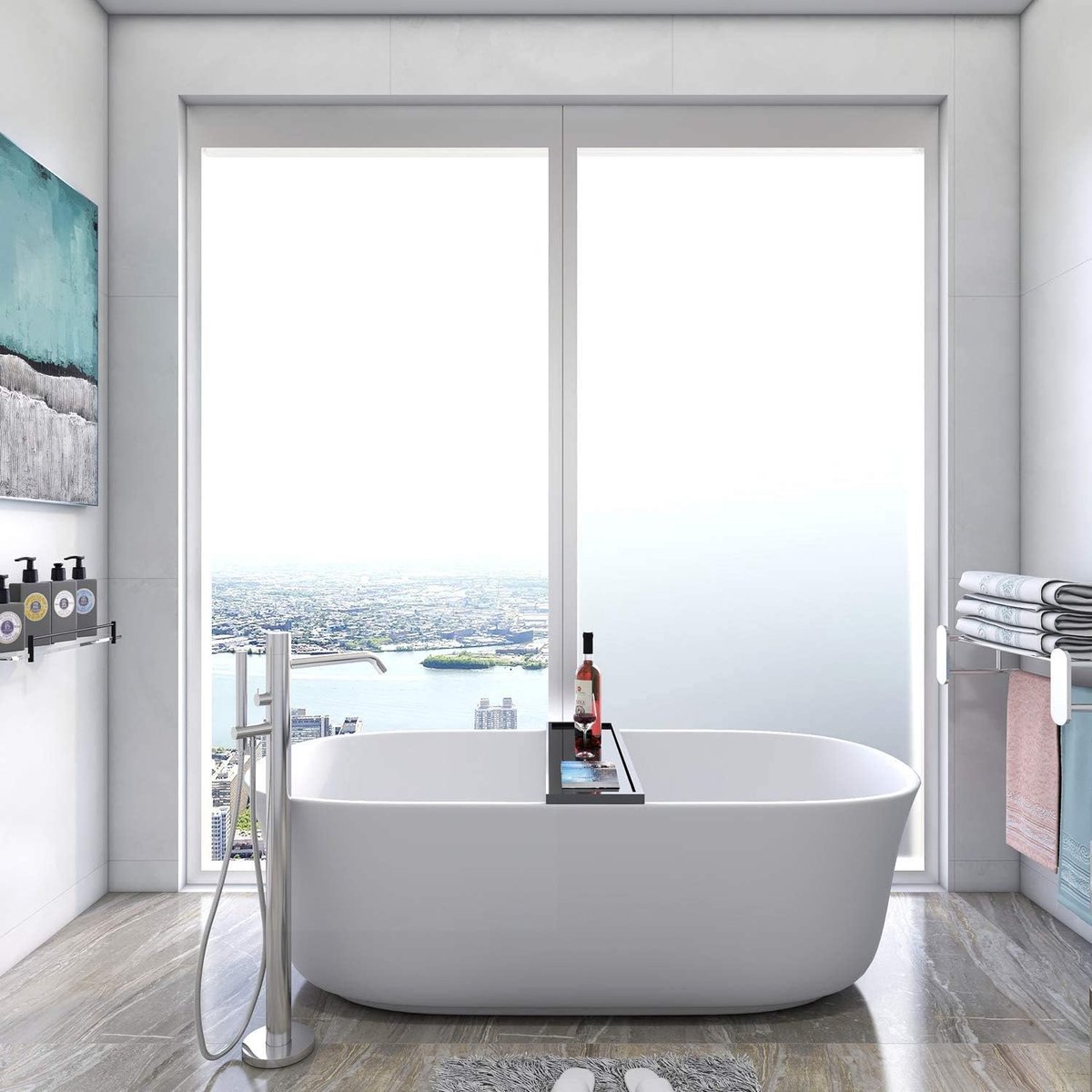 Window film - Easy installation - Glue-free adhesive film for windows and bathrooms - Static - 45cm*3m - white - PVC - Frosted — image 2