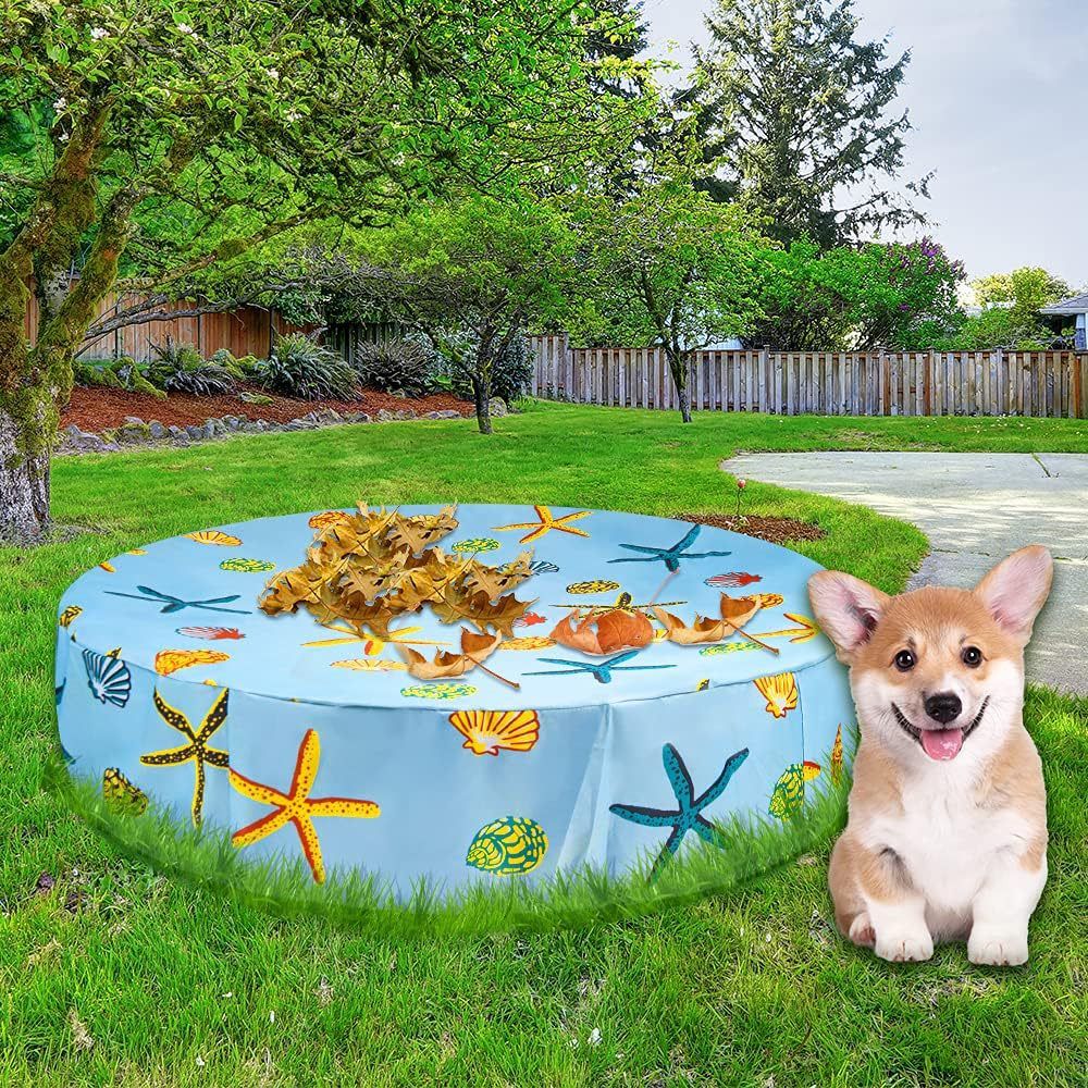 Foldable Round Dog Swimming Pool Cover, Coating Waterproof and UV Protection, Leakproof Washable Kiddie Pet Small Paddling Bath — image 5