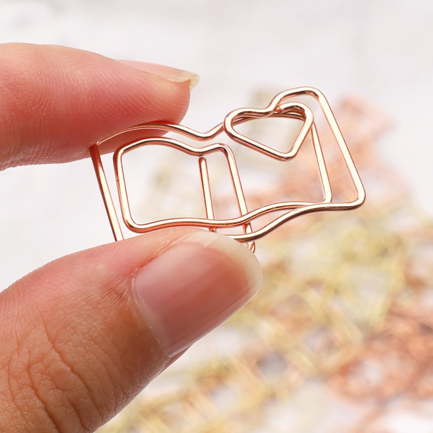40-Pack Book-Shaped Paper Clips - Rose Gold & Gold Decorative Planner Clips Paperclips (1.18") for Office, School, Wedding, Journals - Cute Bookmark Clips for — image 3