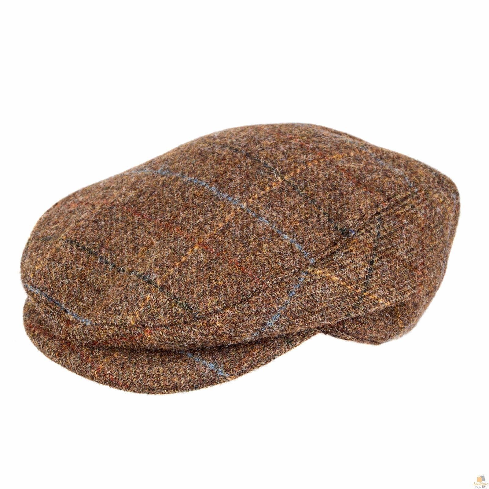 DENTS Abraham Moon Tweed Flat Cap Wool Ivy Hat Driving Cabbie Quilted - Chestnut โ image 2
