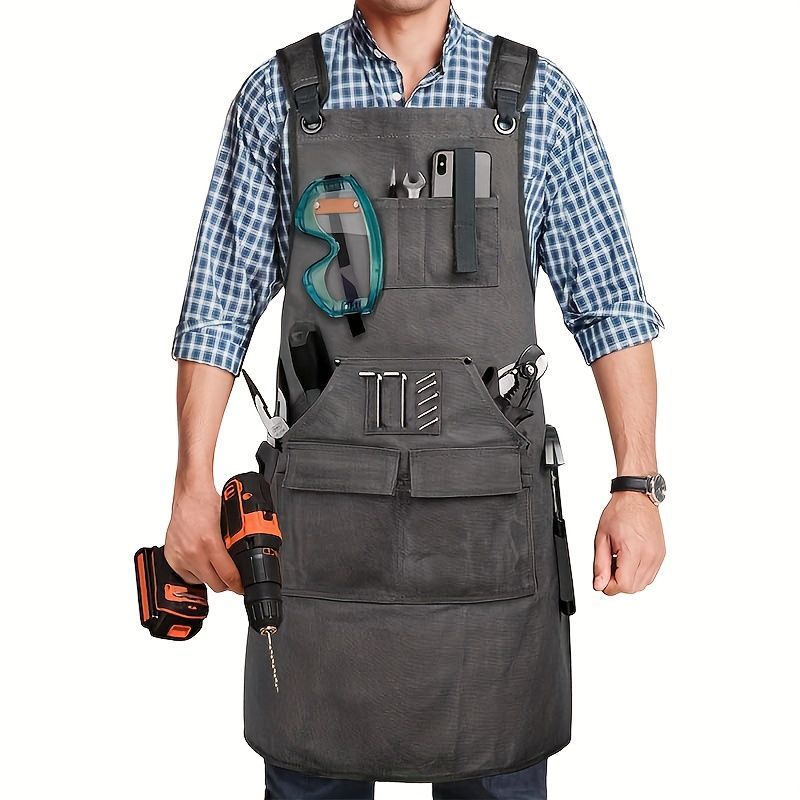 Waterproof Apron Utility Apron Work Apron Industrial Apron Tool Storage Apron - Black - Size regular — image 5