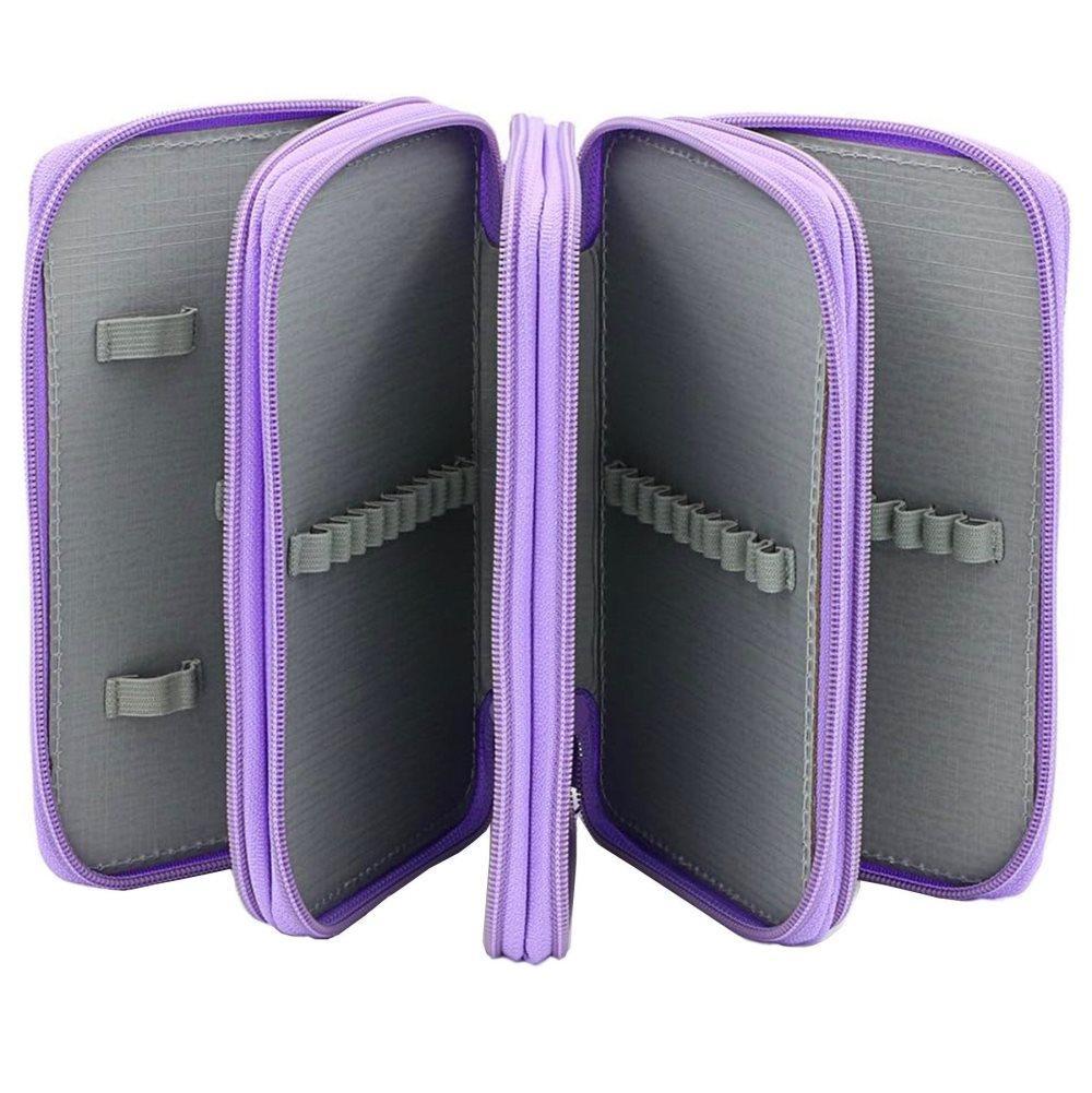 72 Holes Pen Case with Compartments, Large Capacity Lightweight Durable, Compatible with Students and Office Use, Purple — image 2