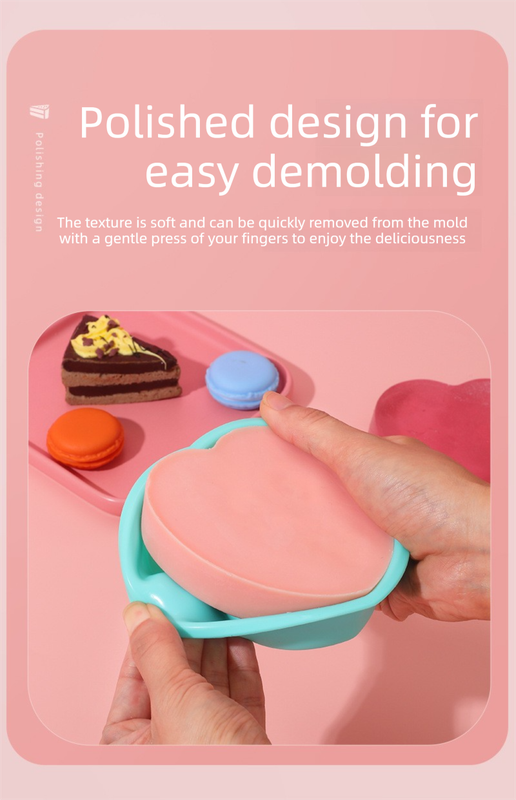 Heart Shaped Silicone Baking Mould - Non-Stick Mousse Cake & Jelly Pan - Easy Release Polished Interior for Valentine's Day Desserts (Green Spring โ image 4