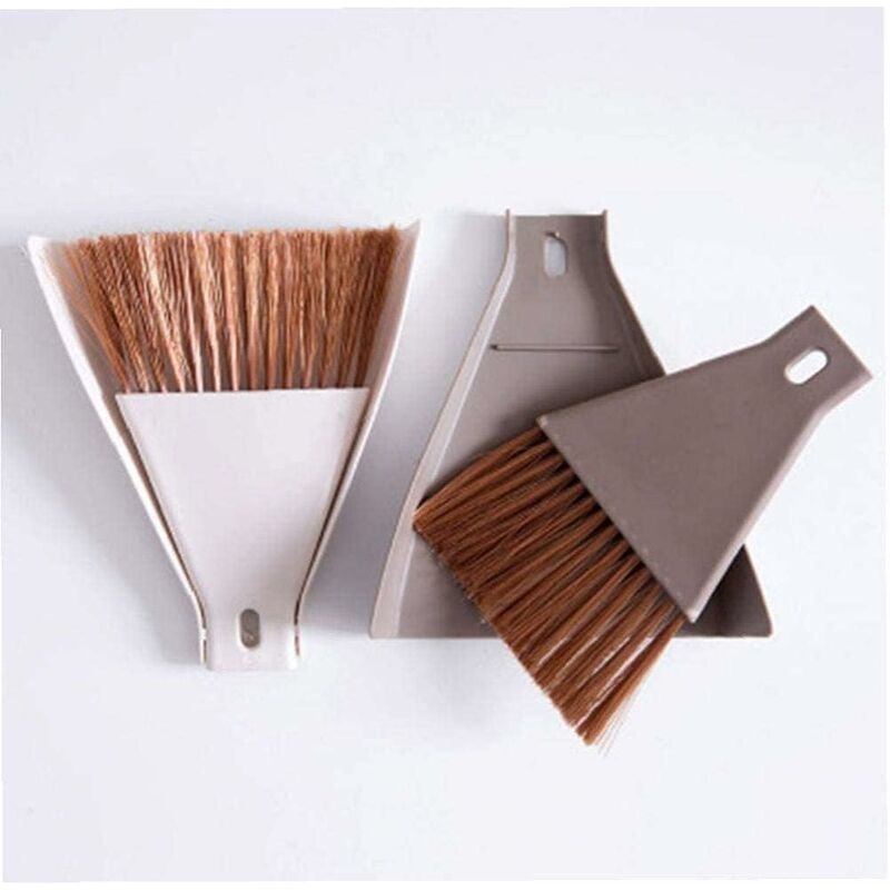 1Set Mini Dustpan Brush Sets, Cleaning Brush For Table, Desk, Countertop, Keyboard, Car, Camping (Beige) โ image 2