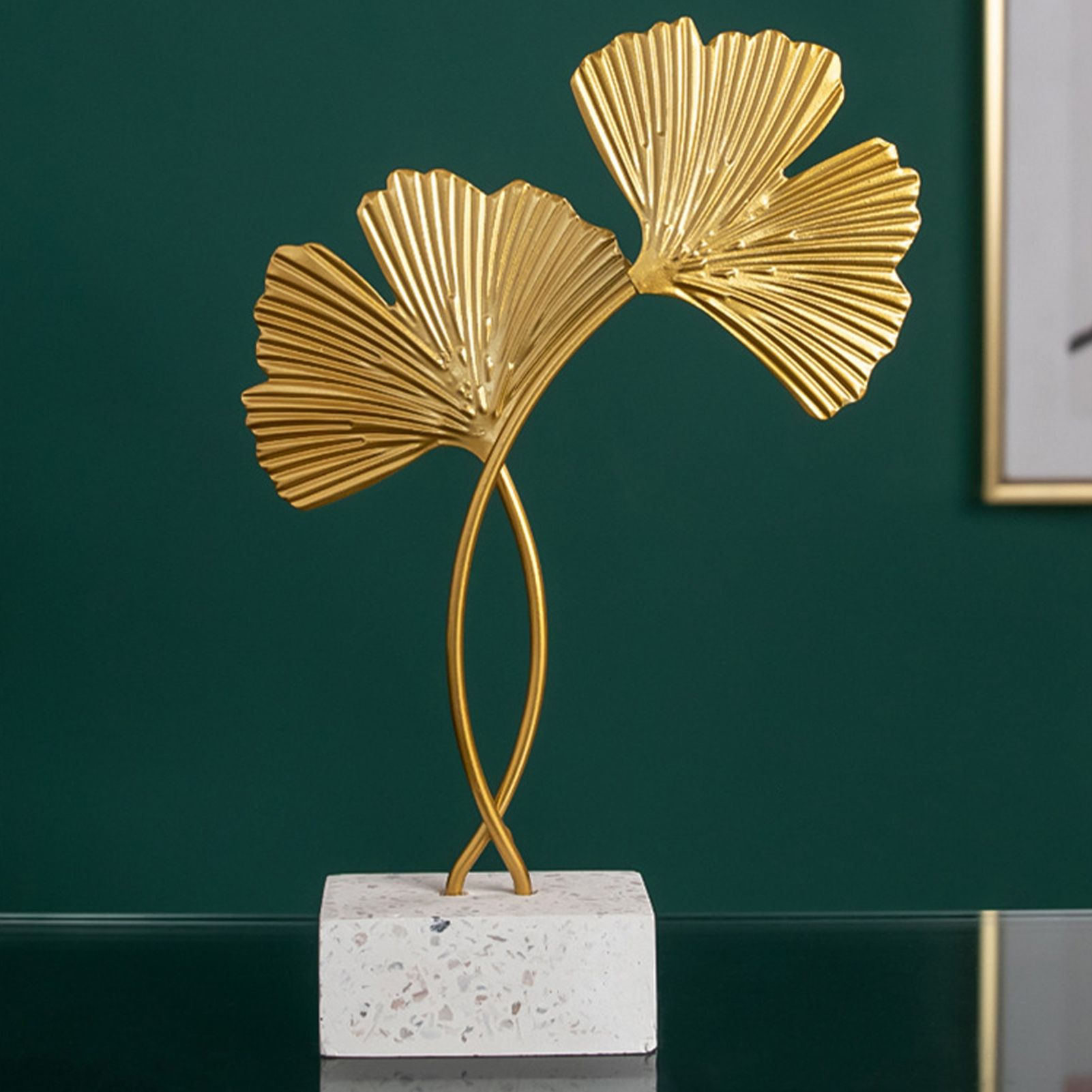 Ginkgo Leaf Ornaments Iron Ginkgo Leaf Craft Decoration with Sturdy Marble Base for Home Decor — image 5