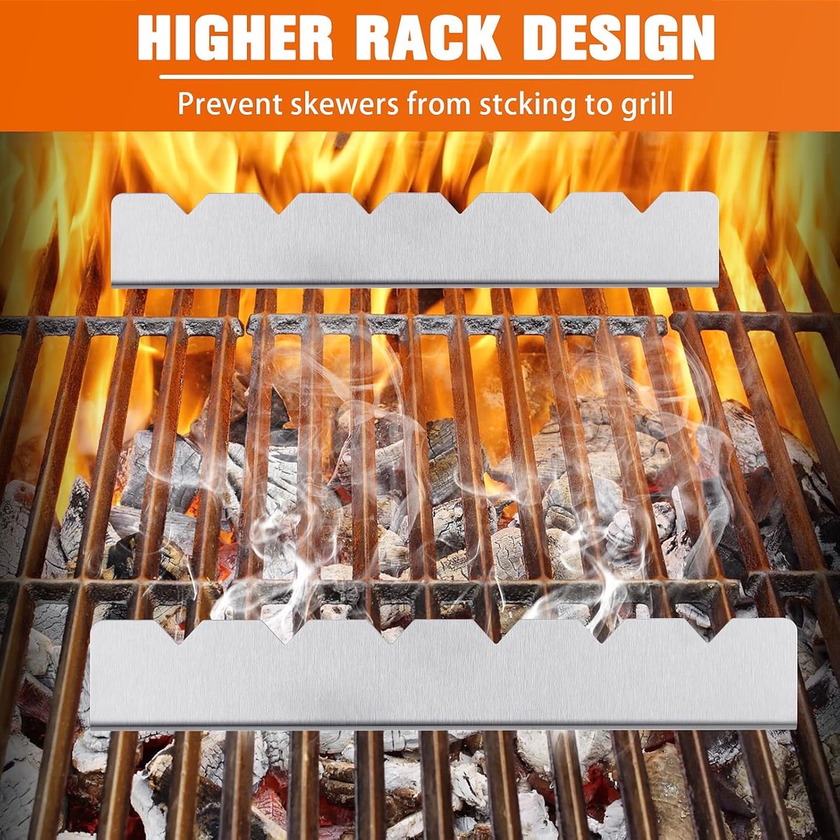 4 pieces - Skewer holder - Stainless steel skewer rack - BBQ Skewer Holder - Stainless Steel Skewer Holder - Shish kebab - stainless steel grill - BBQ — image 6