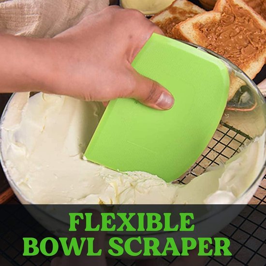 Dough Scraper - 3-Piece - Bread Scraper - Flexible Bowl Scraper - Home Baking Supplies - Green and White โ image 2