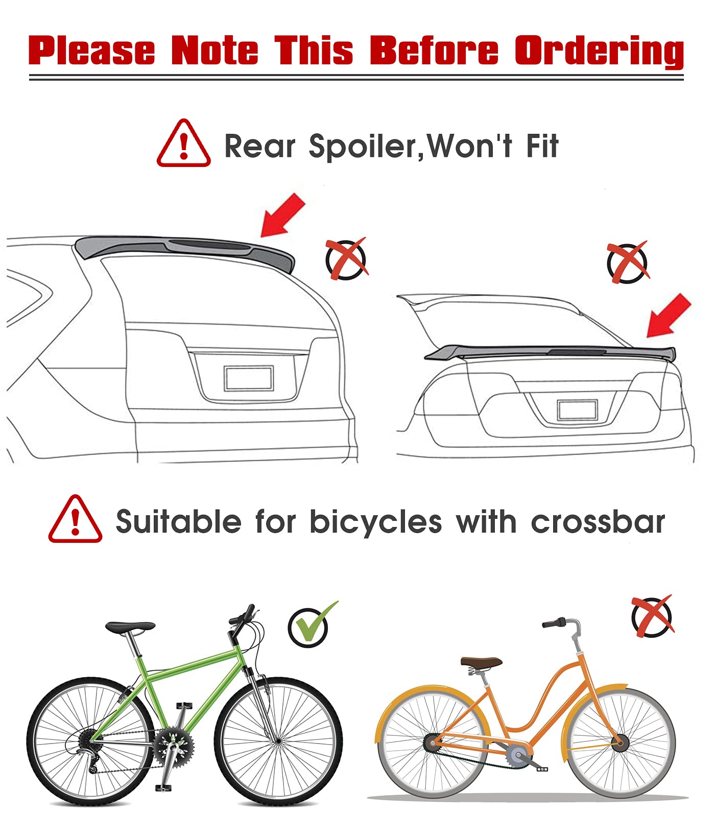3 Bike Universal Cycle Bicycle Car Rear Carrier Rack Hanger Mount for Car Sedan Hatchback Minivan SUV โ image 5