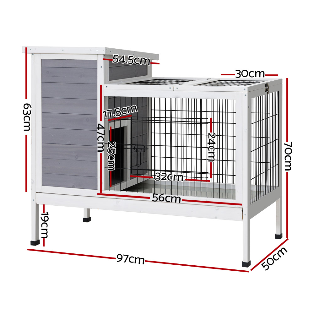 i.Pet Rabbit Hutch Chicken Coop 97cm x 49cm x 86cm Chicken Coop Large Run Wooden Outdoor Cage House — image 2