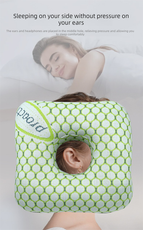 Light Green Ear Piercing Pillow - Soft Side Sleeper Cushion with Hollow Center for Pressure Relief, Post-Piercing Care & Comfortable Napping โ image 5