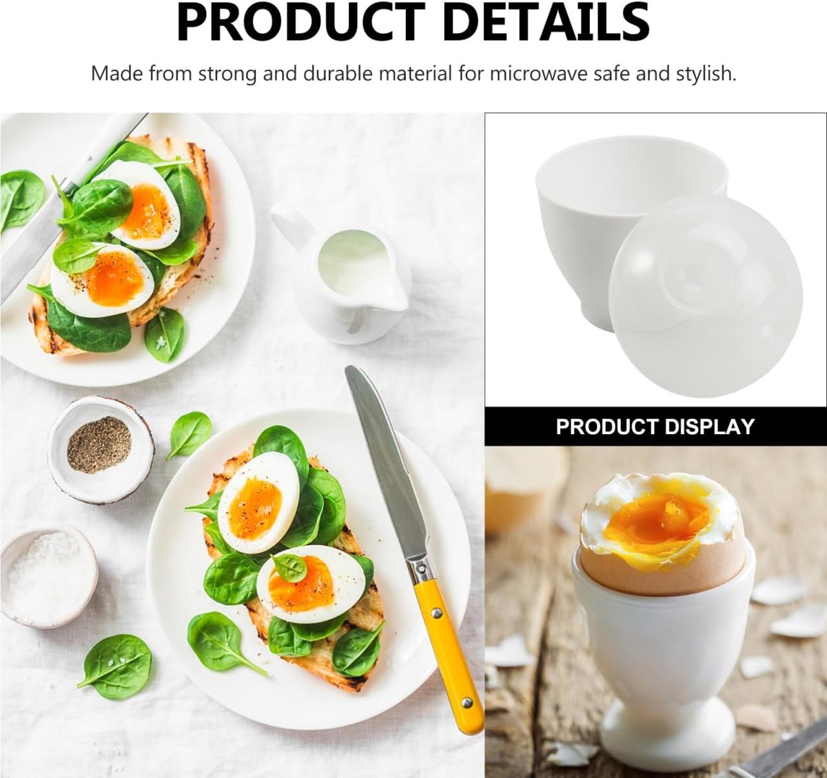 4 pieces - microwave egg cooker - making non-stick eggs and scrambled eggs - for instant breakfast - PP plastic steam cups - 6.5 × 9.5 cm - kitchen utensils — image 4