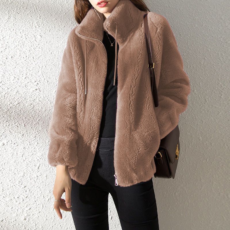 Women's Faux Fur Jacket | Trendy & Warm Coat - Khaki - Size M(AU M/EU48) โ image 4